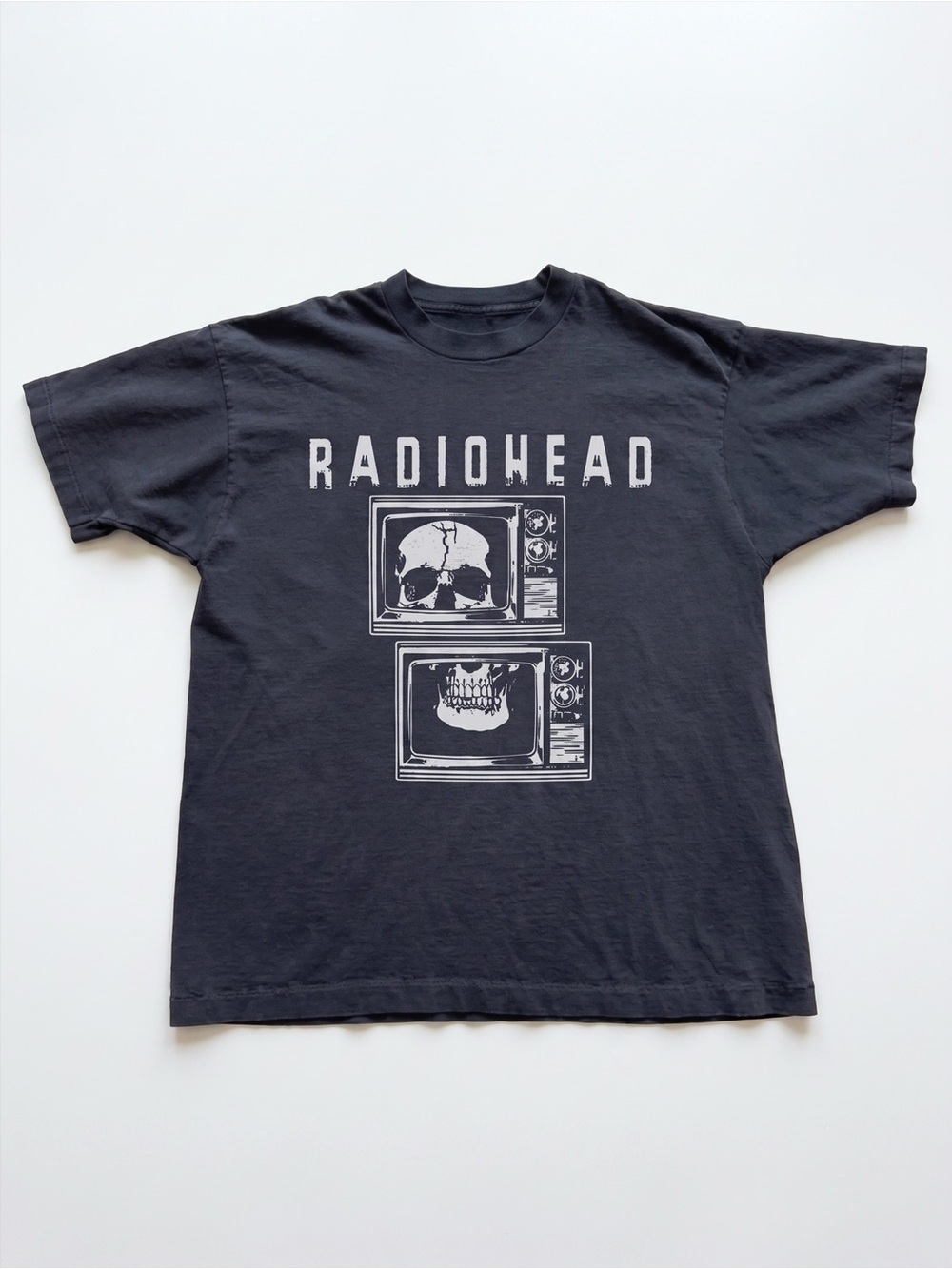 Radiohead Split Skull TV Graphic Black Band T-Shirt